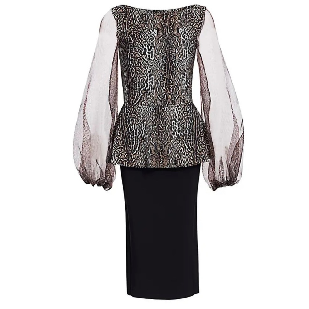 CHIARA BONI La Petite Robe Hasana Sheer Leopard Print Peplum Dress - Picture 3 of 14